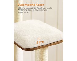 Luxe Kattenkrabpaal met Zachte Ligplaatsen en Speelhangmat - 165 cm Grijs – foto 4