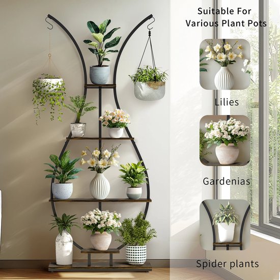 Luxe Plantenrek Vaasvormig - 5 Lagen Hout en Metaal – foto 4