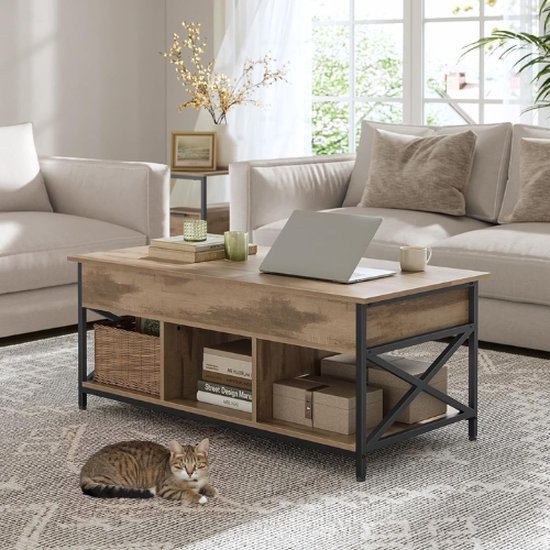 Veelzijdige Salontafel met Lift-Top en Opbergruimte – Industrieel Design – foto 2