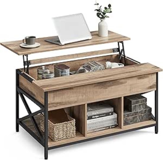 Veelzijdige Salontafel met Lift-Top en Opbergruimte – Industrieel Design – foto 4