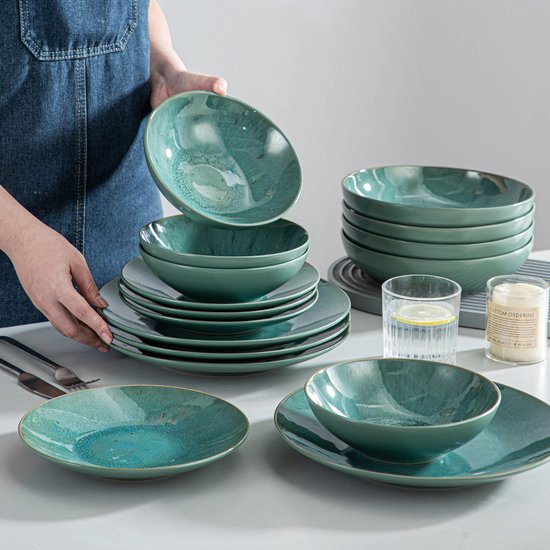 Elegante 32-delige Serviesset voor 8 Personen - Groen Porselein – foto 6