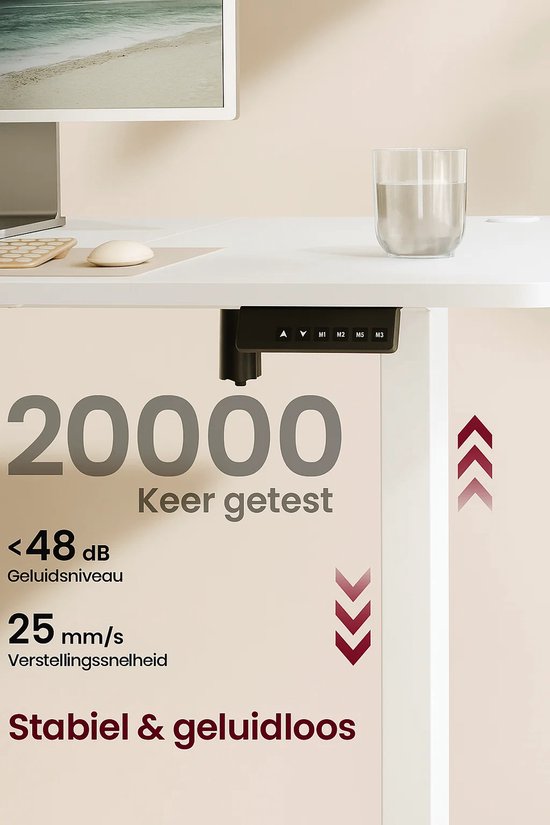 Elektrisch Zit-Sta Bureau - Ruim Wit Werkblad 180x80 cm – foto 5