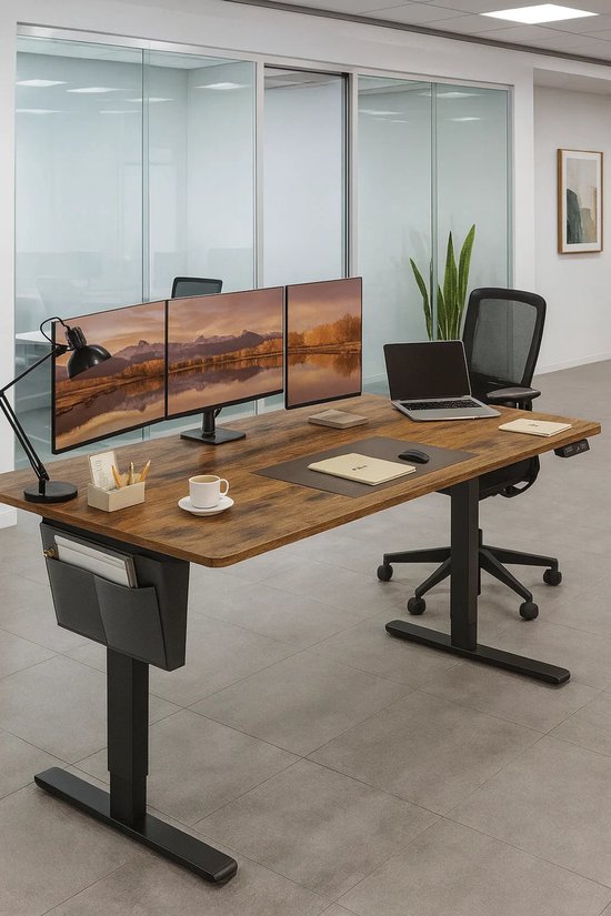 Elektrisch Verstelbaar Zit-Sta Bureau Bruin 180x80 cm – foto 3