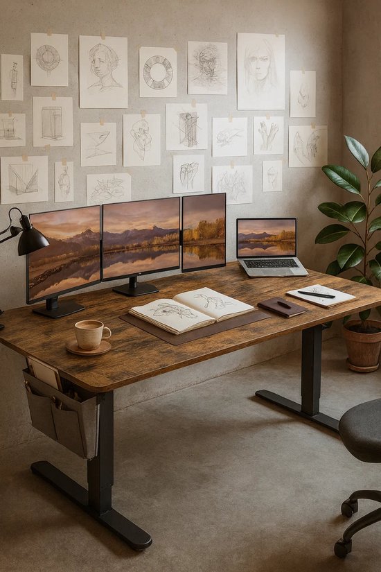 Elektrisch Verstelbaar Zit-Sta Bureau Bruin 180x80 cm – foto 5