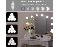 Luxe make-uptafel met drievoudige spiegel en dimbare LED-verlichting – foto 4