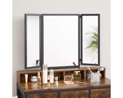 Luxe Make-uptafel met Cosmetica Organizer en Verstelbare Spiegel - Zwart – foto 3