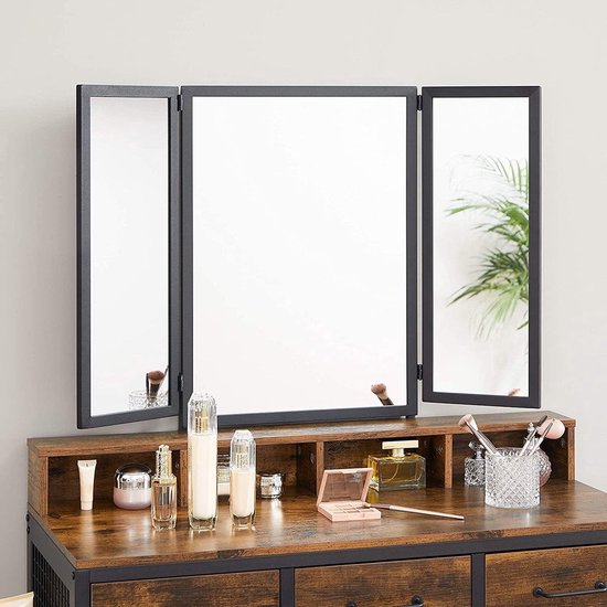 Luxe Make-uptafel met Cosmetica Organizer en Verstelbare Spiegel - Zwart – foto 4