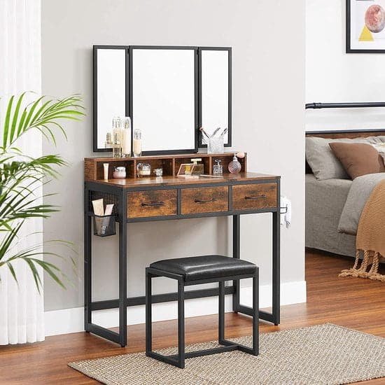 Luxe Make-uptafel met Cosmetica Organizer en Verstelbare Spiegel - Zwart – foto 5