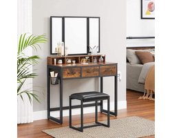 Luxe Make-uptafel met Cosmetica Organizer en Verstelbare Spiegel - Zwart – foto 6