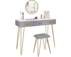 Grijze Kaptafel met Kruk en Spiegel - Modern Design – foto 3