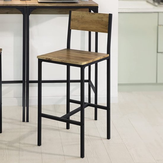 Veelzijdige Bartafel Set met 2 Krukken - Compact en Stijlvol Bruin & Zwart – foto 2