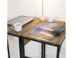 Veelzijdige Bartafel Set met 2 Krukken - Compact en Stijlvol Bruin & Zwart – foto 3