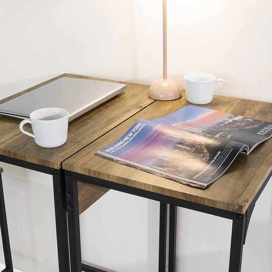 Veelzijdige Bartafel Set met 2 Krukken - Compact en Stijlvol Bruin & Zwart – foto 4