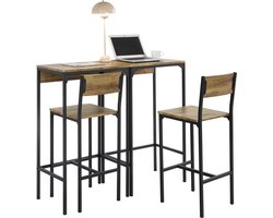 Veelzijdige Bartafel Set met 2 Krukken - Compact en Stijlvol Bruin & Zwart – foto 5