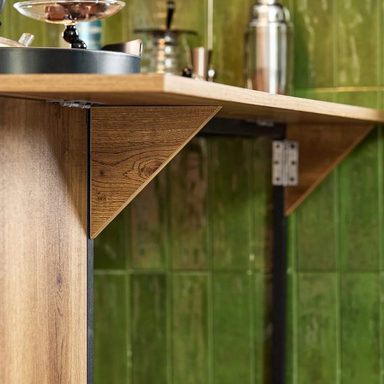 Multifunctionele Bartafel met Opbergruimte - Bruin MDF en Metaal – foto 5
