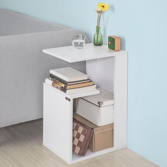 Witte Bijzettafel met 3 Niveaus - Multifunctionele Salontafel 40 x 30 x 60 cm – foto 3