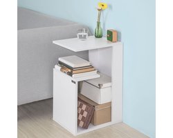 Witte Bijzettafel met 3 Niveaus - Multifunctionele Salontafel 40 x 30 x 60 cm – foto 4
