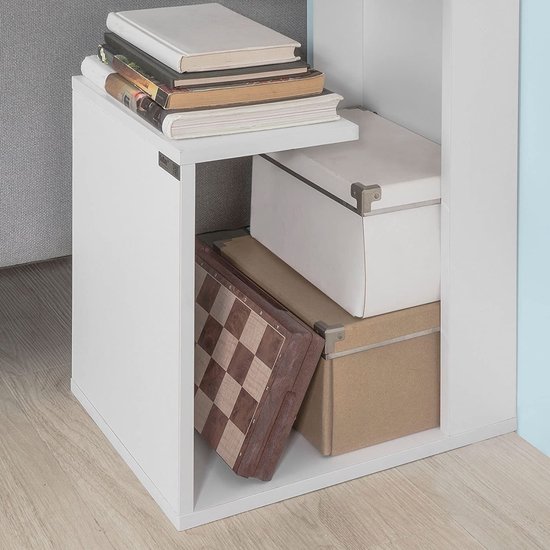 Witte Bijzettafel met 3 Niveaus - Multifunctionele Salontafel 40 x 30 x 60 cm – foto 5