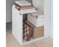 Witte Bijzettafel met 3 Niveaus - Multifunctionele Salontafel 40 x 30 x 60 cm – foto 6