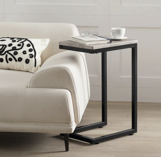 Veelzijdige Bijzettafel - Grijs Metaal & Hout - Compact Design – foto 1