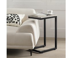 Veelzijdige Bijzettafel - Grijs Metaal & Hout - Compact Design – foto 2