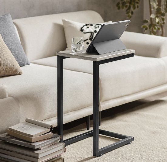 Veelzijdige Bijzettafel - Grijs Metaal & Hout - Compact Design – foto 5