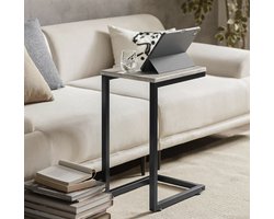 Veelzijdige Bijzettafel - Grijs Metaal & Hout - Compact Design – foto 6