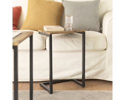 Inschuifbare Bijzettafel Set van 3 - Bruin & Zwart MDF – foto 1