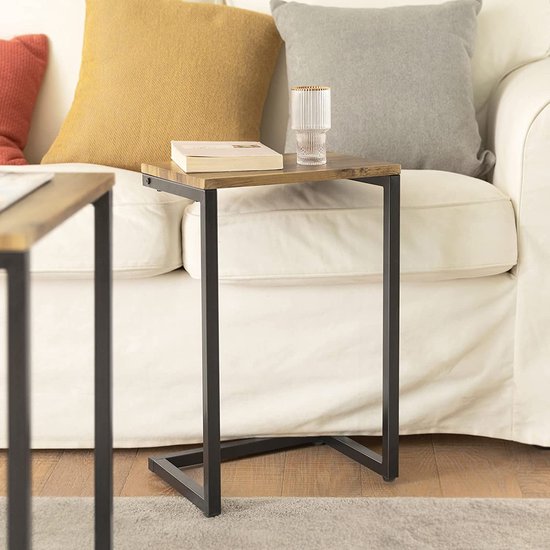Inschuifbare Bijzettafel Set van 3 - Bruin & Zwart MDF – foto 2