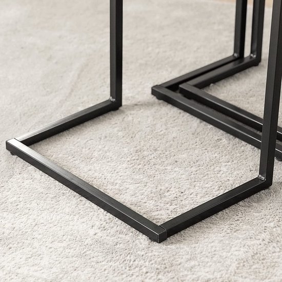 Inschuifbare Bijzettafel Set van 3 - Bruin & Zwart MDF – foto 5