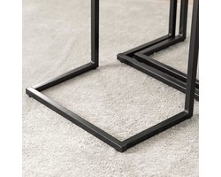 Inschuifbare Bijzettafel Set van 3 - Bruin & Zwart MDF – foto 6