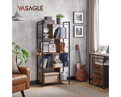 Veelzijdige Boekenkast met 5 Niveaus - Industrieel Design Bruin Zwart – foto 1
