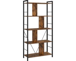 Veelzijdige Boekenkast met 5 Niveaus - Industrieel Design Bruin Zwart – foto 5