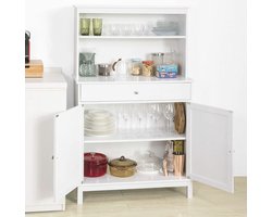 Stijlvolle Opbergkast met 2 Lades - Wit & Zilver - 110 x 30 x 80 cm – foto 4