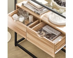Elegante Consoletafel met Glas en MDF - Bruin en Zwart – foto 4