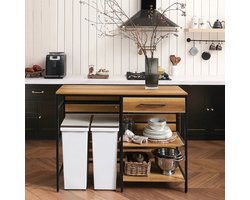 Multifunctionele Keukentafel met Opbergruimte - Bruin en Zwart – foto 2