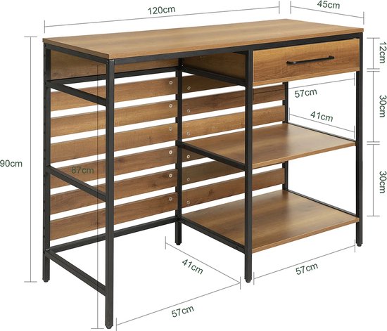Multifunctionele Keukentafel met Opbergruimte - Bruin en Zwart – foto 6