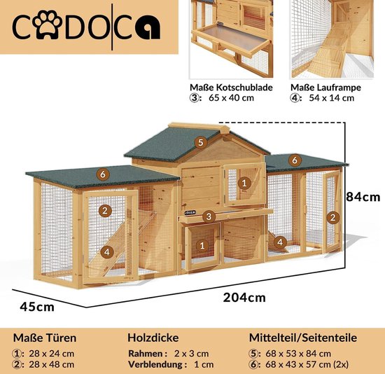 Luxe Houten Dierenverblijf met Variabele Indeling en 2 Verdiepingen - 204 cm – foto 1