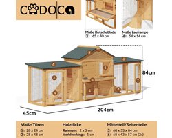 Luxe Houten Dierenverblijf met Variabele Indeling en 2 Verdiepingen - 204 cm – foto 2