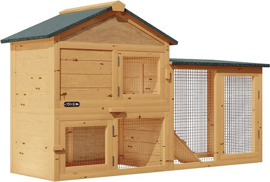 Luxe Houten Dierenverblijf met Variabele Indeling en 2 Verdiepingen - 204 cm – foto 4
