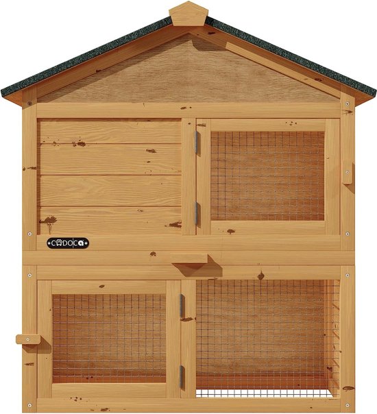 Luxe Houten Dierenverblijf met Variabele Indeling en 2 Verdiepingen - 204 cm – foto 5