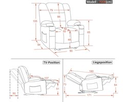 Luxe Relaxfauteuil met Massage en Ligfunctie - Grijs Stof – foto 1