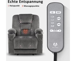 Luxe Relaxfauteuil met Massage en Ligfunctie - Grijs Stof – foto 5