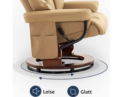 Luxe Relaxfauteuil met Massagefunctie en Draaibare Kruk - Geel Beige – foto 4