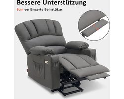 Luxe Relaxstoel met Elektrische Opstahulp, Massage en Warmtefunctie - Grijs – foto 2