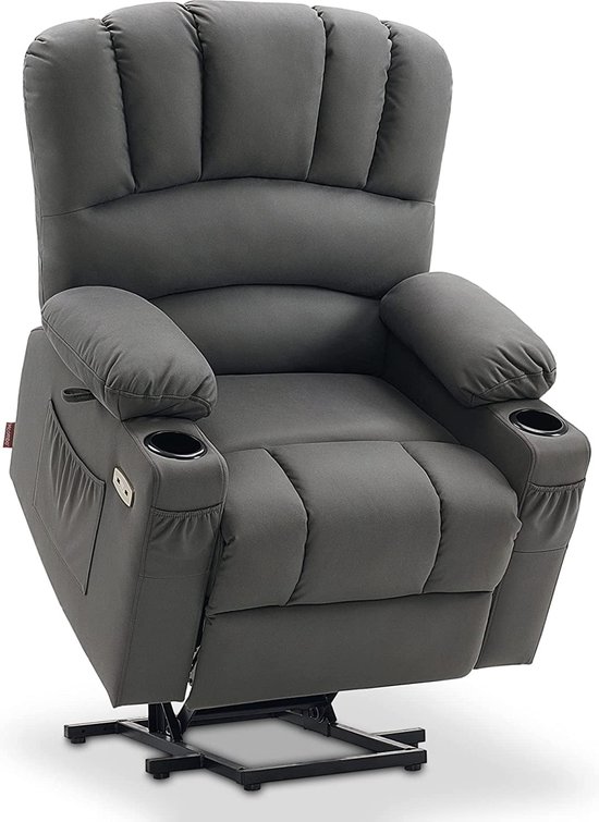 Luxe Relaxstoel met Elektrische Opstahulp, Massage en Warmtefunctie - Grijs – foto 6