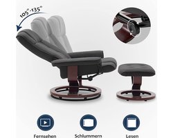 Luxe Relaxfauteuil met Voetenbank - Draaibaar en Verstelbaar - Donkergrijs – foto 4