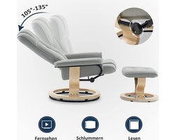 Luxe Relaxfauteuil met Voetenbank - 360° Draaibaar en Verstelbaar - Lichtgrijs – foto 2