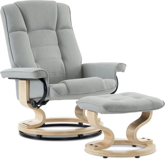 Luxe Relaxfauteuil met Voetenbank - 360° Draaibaar en Verstelbaar - Lichtgrijs – foto 3