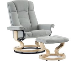 Luxe Relaxfauteuil met Voetenbank - 360° Draaibaar en Verstelbaar - Lichtgrijs – foto 4